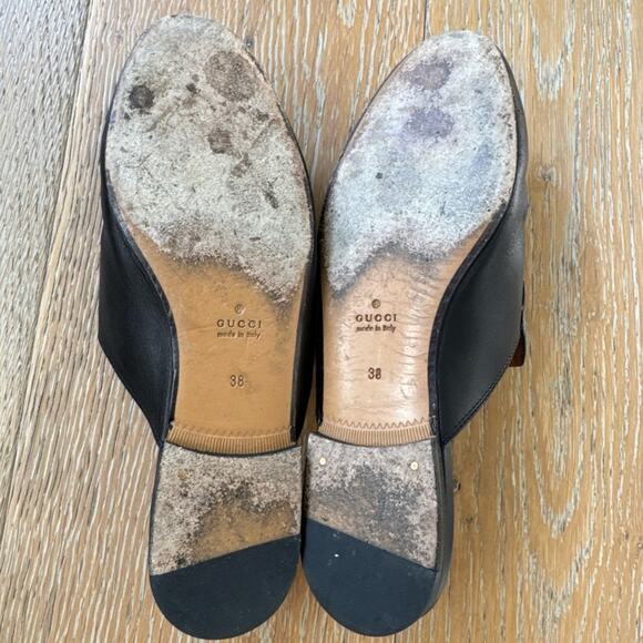 Gucci Princetown Mules Black Leather Gold Horsebit + Box Dustbag Size 38 / 7.5 - Picture 5 of 9